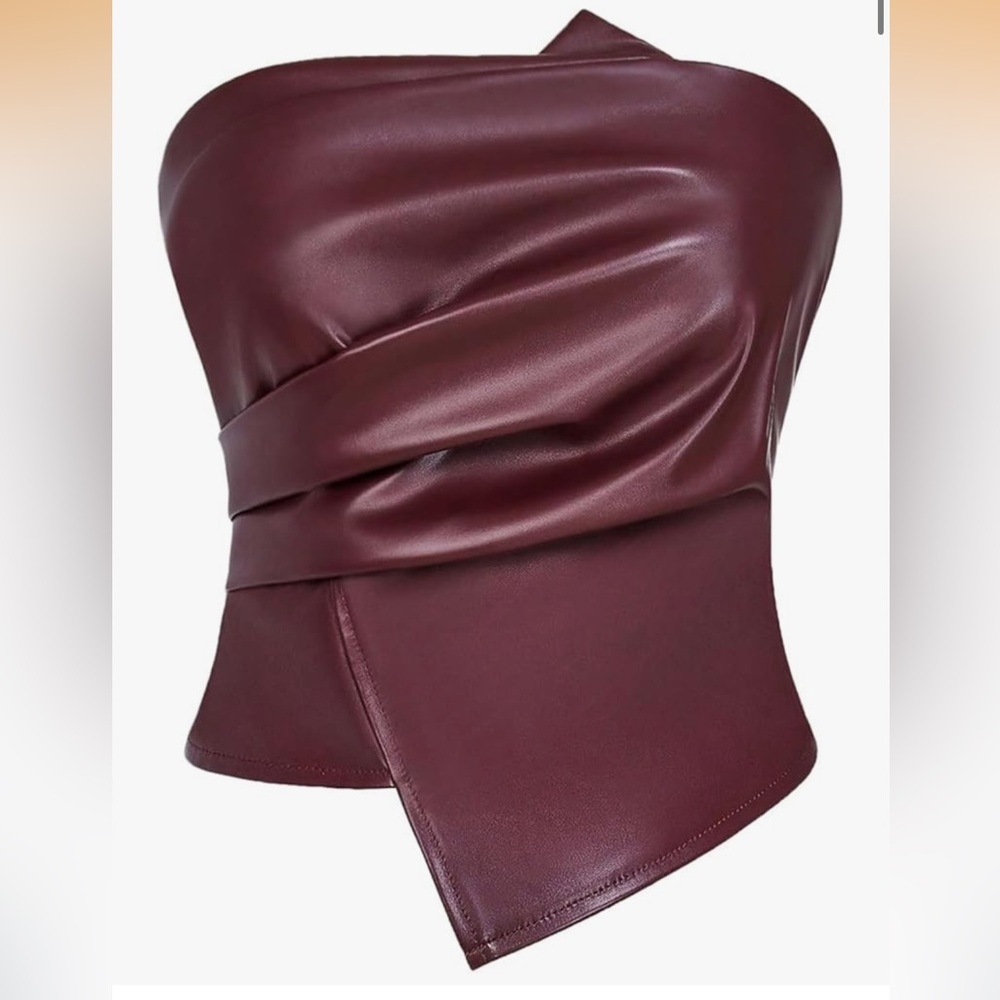 Burgundy faux leather corset top